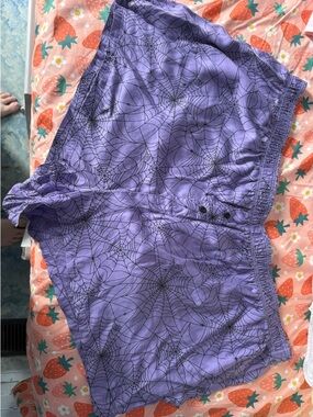 PINK Victoria's Secret Purple Spiderweb Print Sleep Shorts